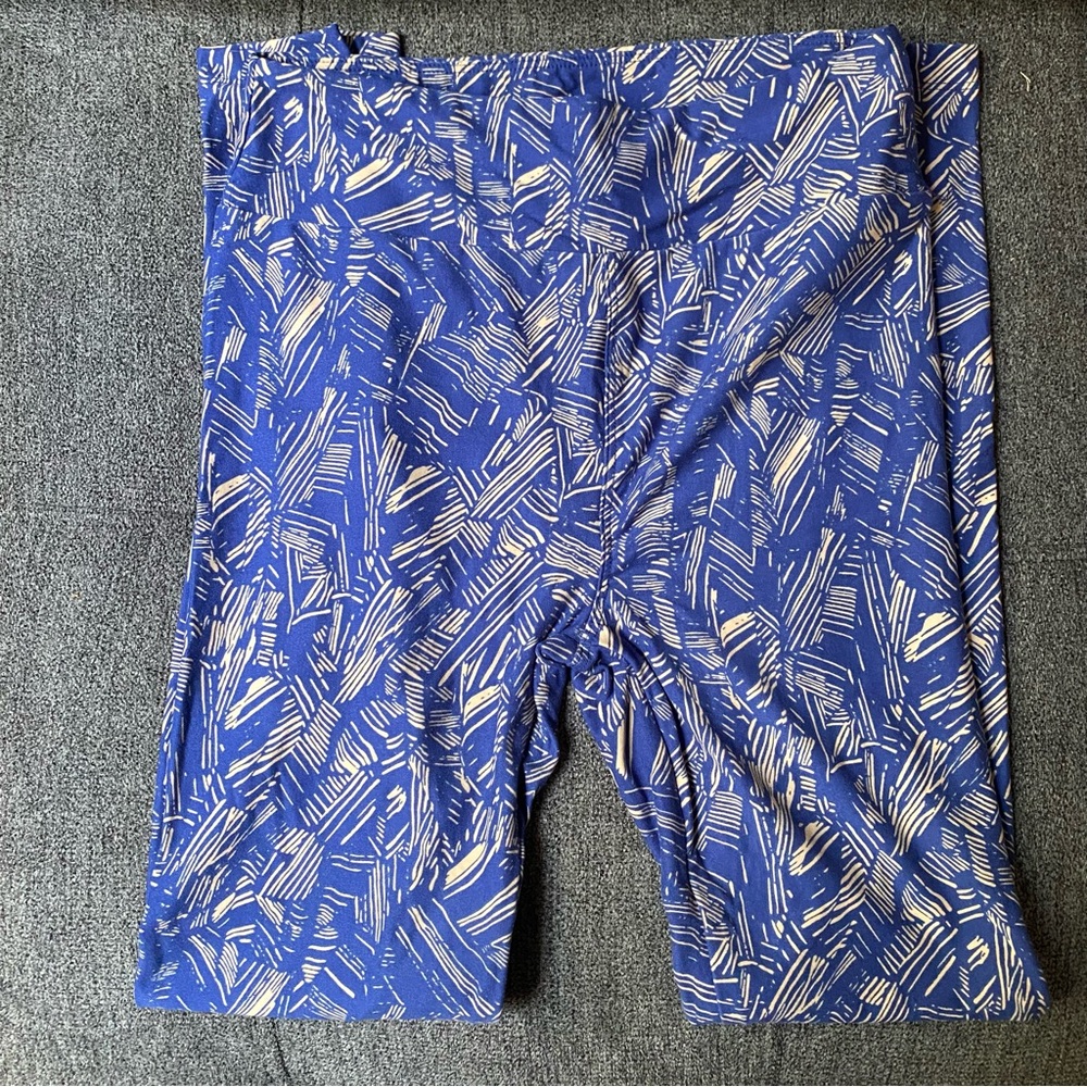 New LulaRoe OS Blue and Yellow Crosshatch Leggings